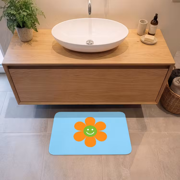 Bloem - Smiley - Kleurrijk Badmat klein -sfeer1