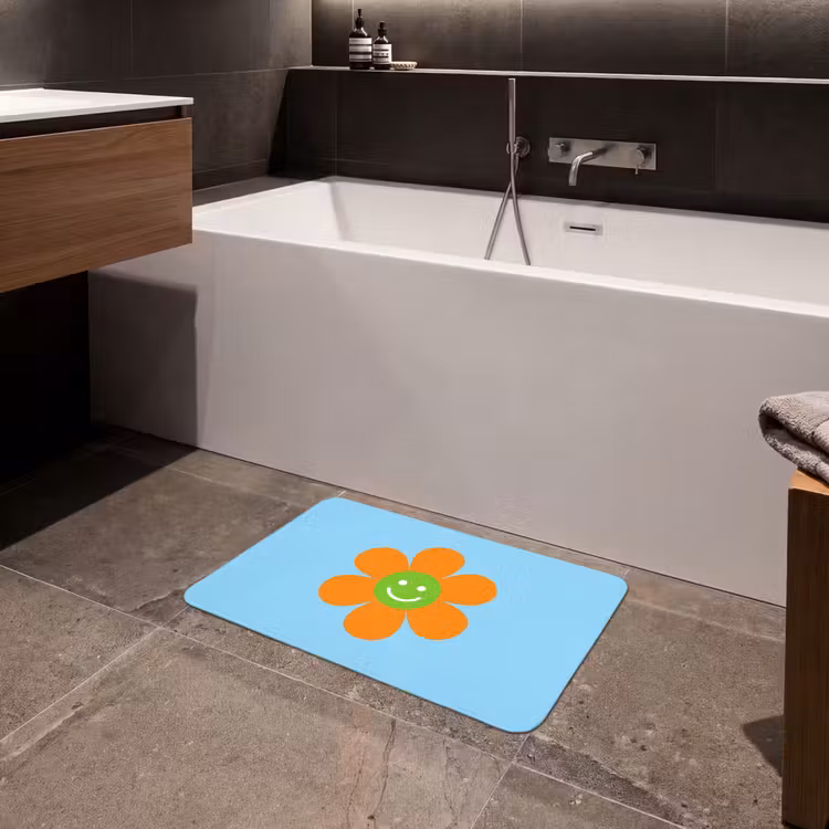 Bloem - Smiley - Kleurrijk Badmat klein -sfeer3