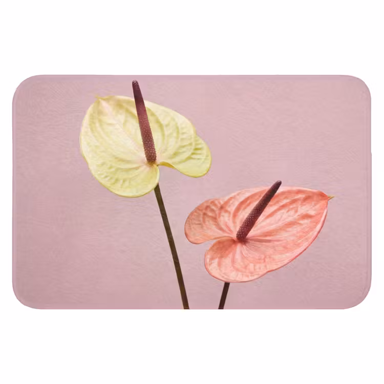 Bloemen - Anthuriums - Geel - Roze Badmat klein -3d