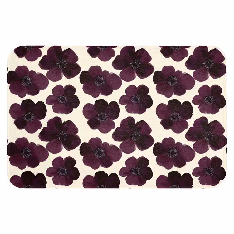 Bloemen - Aquarel - Paars Badmat klein 997 -3d
