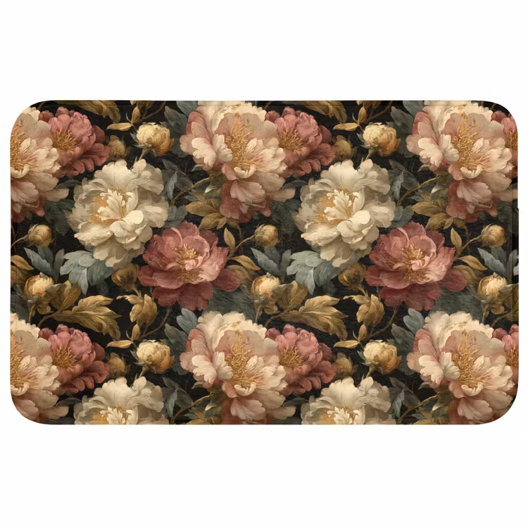 Bloemen - Barok - Patroon - Roze - Crème Badmat klein 997 -3d