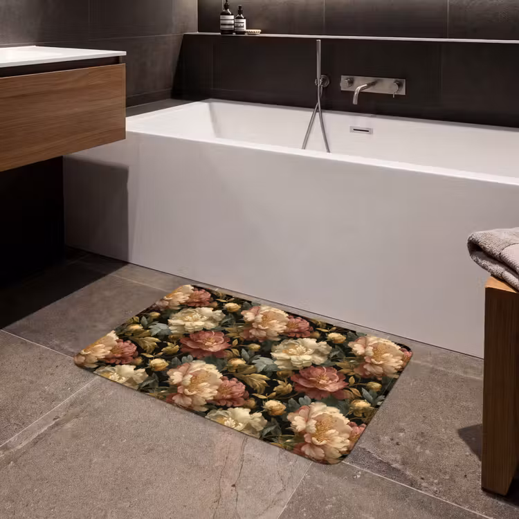 Bloemen - Barok - Patroon - Roze - Crème Badmat klein 997 -sfeer3