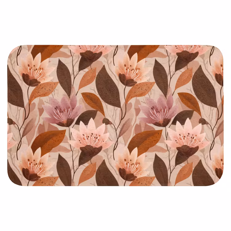 Bloemen - Bladeren - Bruin Badmat klein 997 -3d