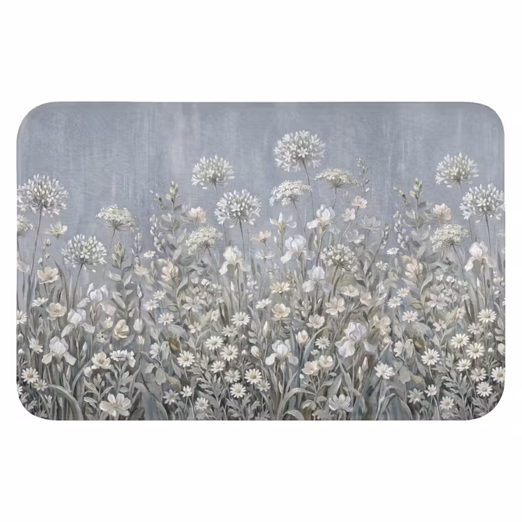 Bloemen - Botanisch - Blauw Badmat klein -3d