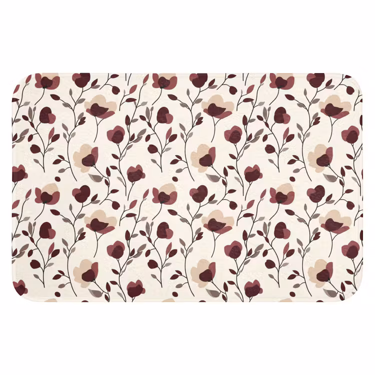 Bloemen - Botanisch - Bordeaux Badmat klein 997 -3d