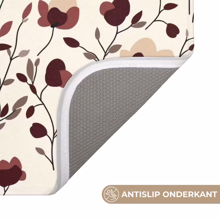 Bloemen - Botanisch - Bordeaux Badmat klein 997 -USP_AntislipNL