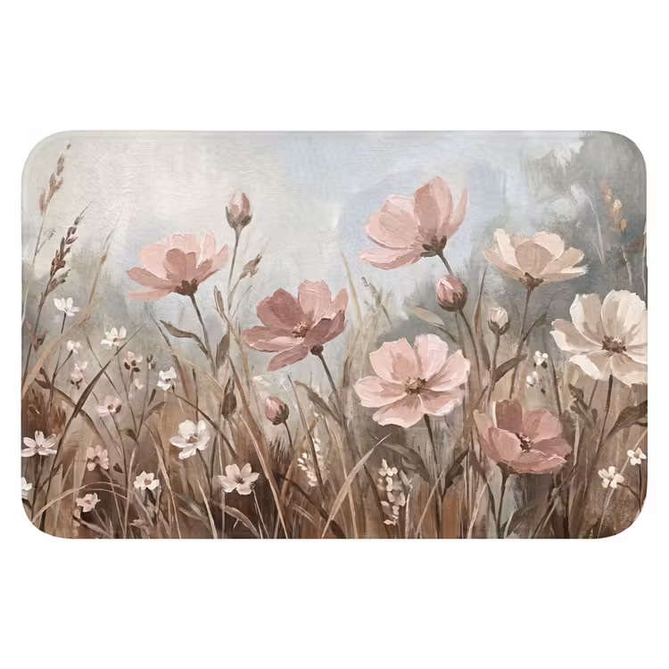 Bloemen - Botanisch - Schilderij - Pastel - Rustiek Badmat klein -3d