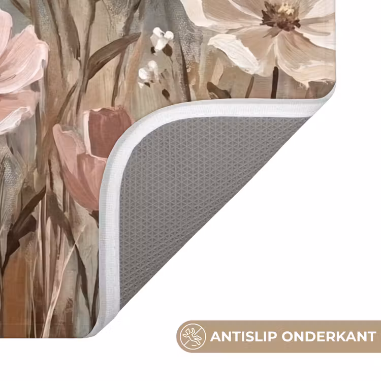 Bloemen - Botanisch - Schilderij - Pastel - Rustiek Badmat klein -USP_AntislipNL