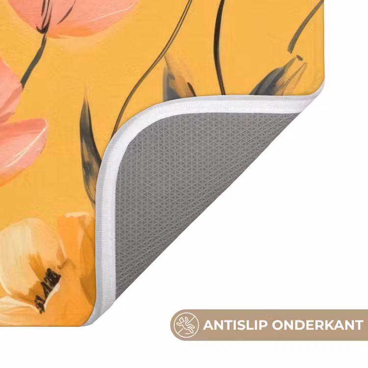 Bloemen - Geschilderd - Geel Badmat klein -USP_AntislipNL