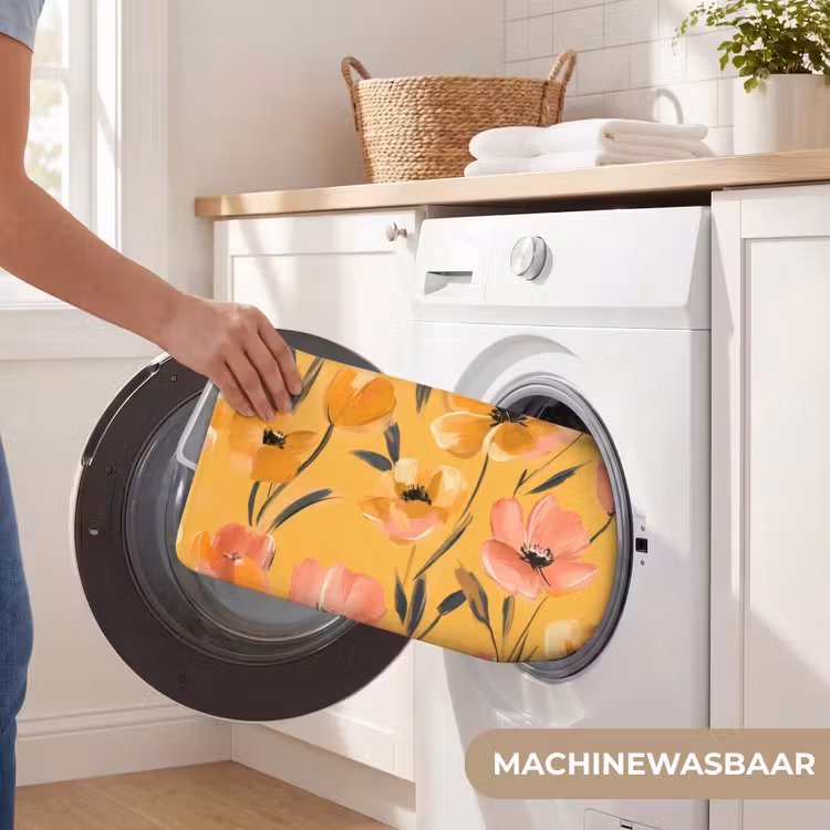 Bloemen - Geschilderd - Geel Badmat klein -USP_WasbaarNL