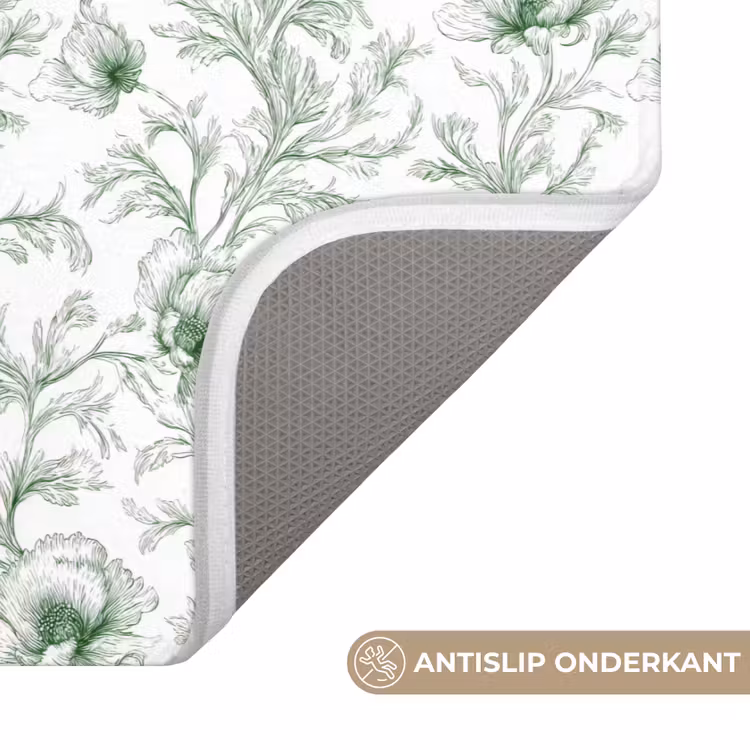 Bloemen - Getekend - Groen Badmat klein 997 -USP_AntislipNL