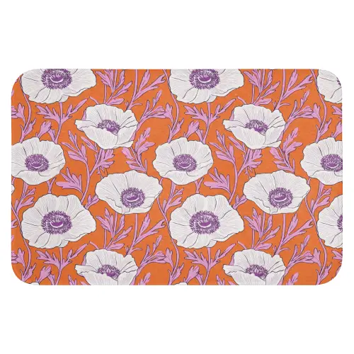 Bloemen - Grafisch - Oranje Badmat klein 997 -3d