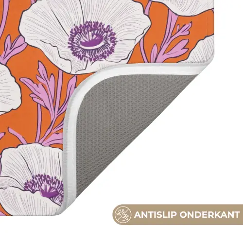 Bloemen - Grafisch - Oranje Badmat klein 997 -USP_AntislipNL