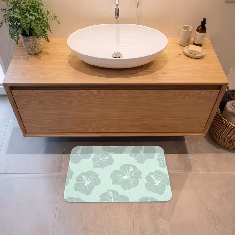 Bloemen - Hibiscus - Mint Badmat klein 997 -sfeer1