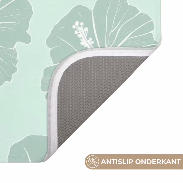 Bloemen - Hibiscus - Mint Badmat klein 997 -USP_AntislipNL