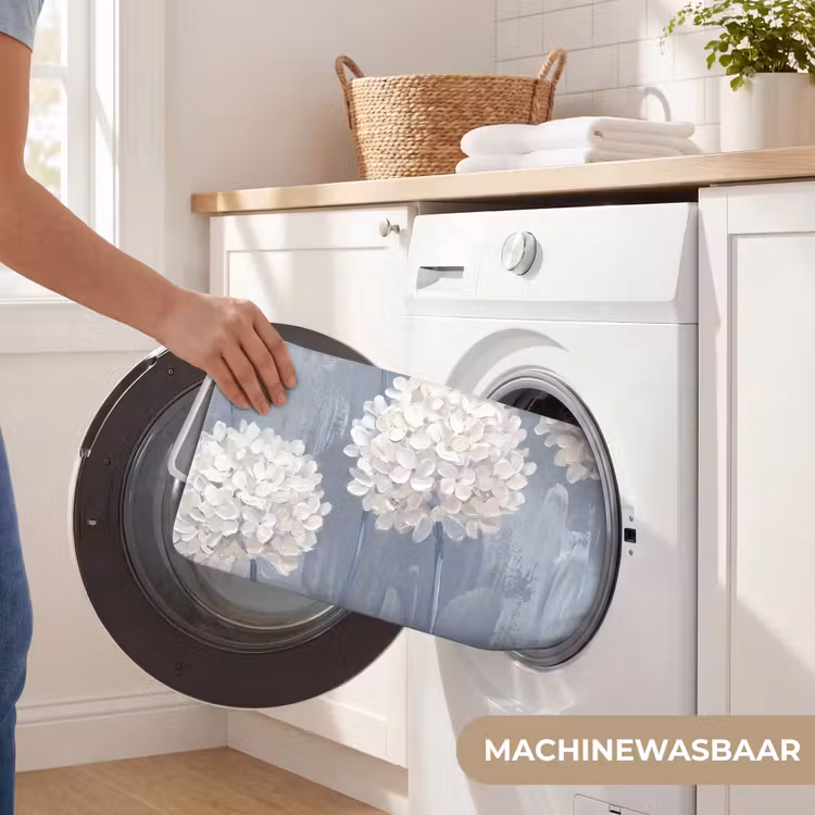 Bloemen - Illustratie - Blauw Badmat klein -USP_WasbaarNL