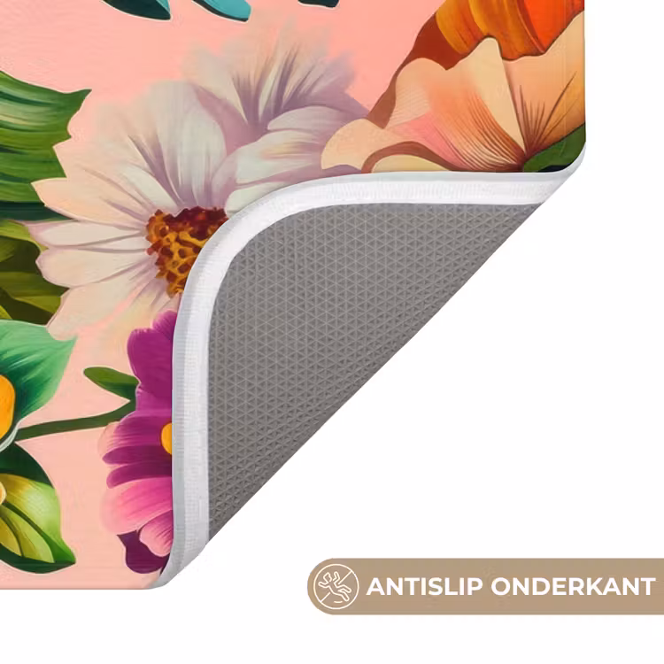 Bloemen - Kleurrijk - Roze Badmat klein -USP_AntislipNL