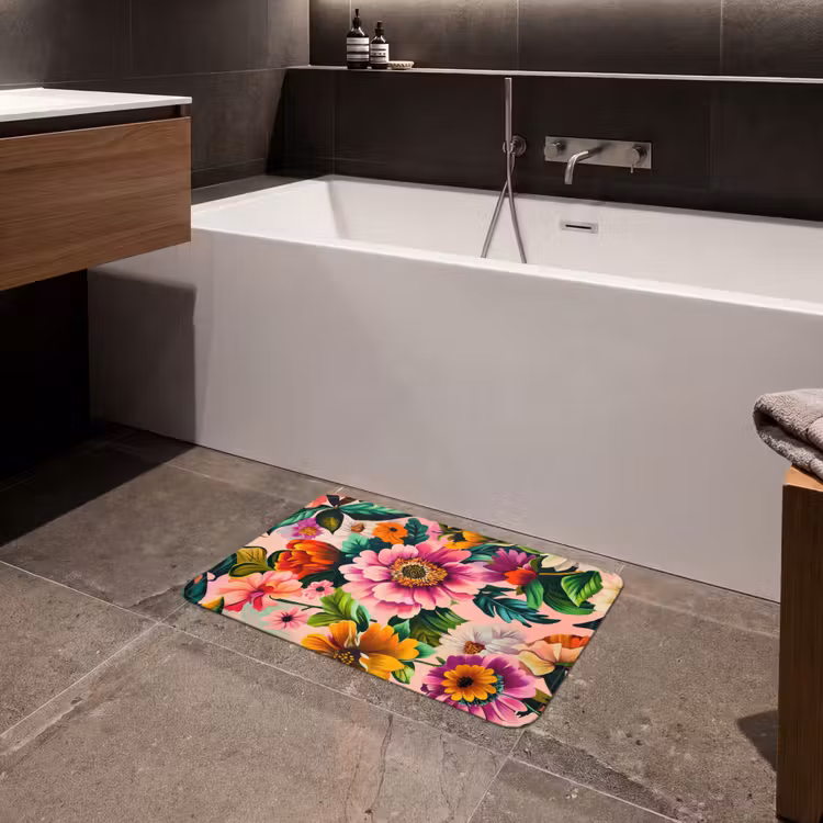 Bloemen - Kleurrijk - Roze Badmat klein -sfeer3