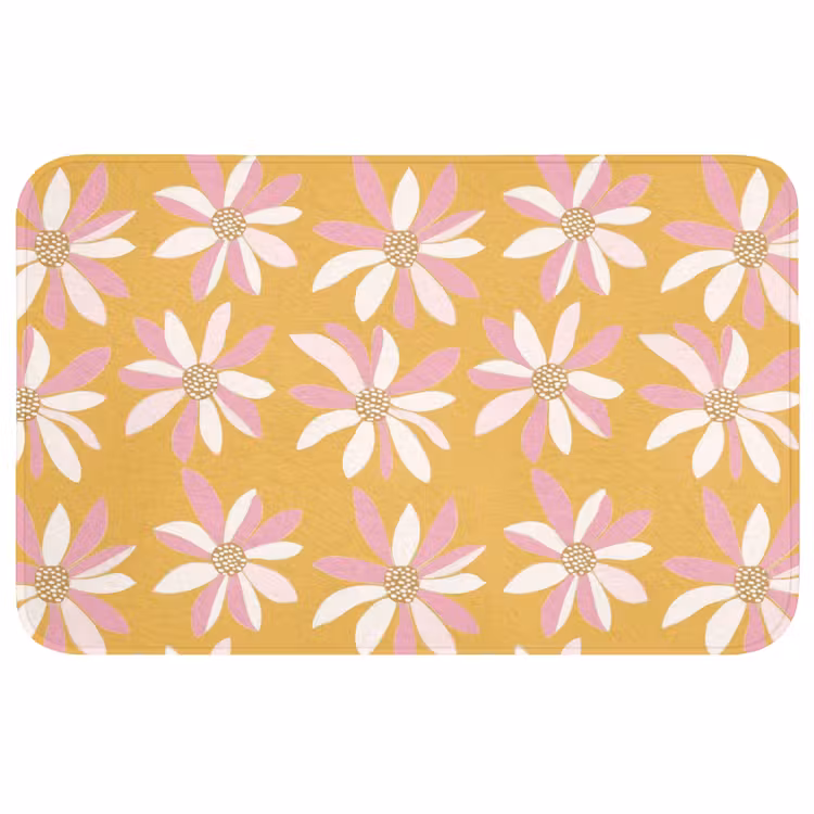 Bloemen - Modern - Geel Badmat klein 997 -3d