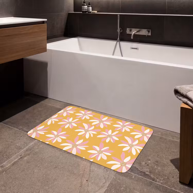 Bloemen - Modern - Geel Badmat klein 997 -sfeer3