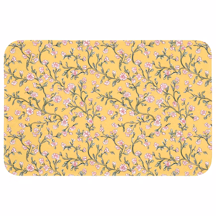 Bloemen - Motief - Geel Badmat klein 997 -3d