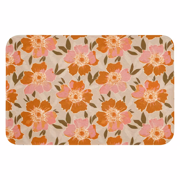 Bloemen - Motief - Retro Badmat klein 997 -3d