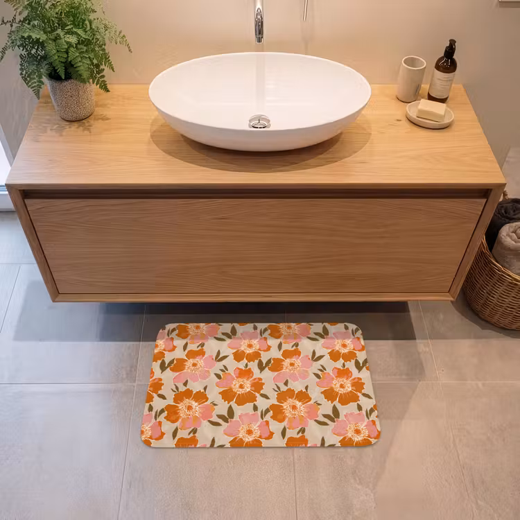 Bloemen - Motief - Retro Badmat klein 997 -sfeer1