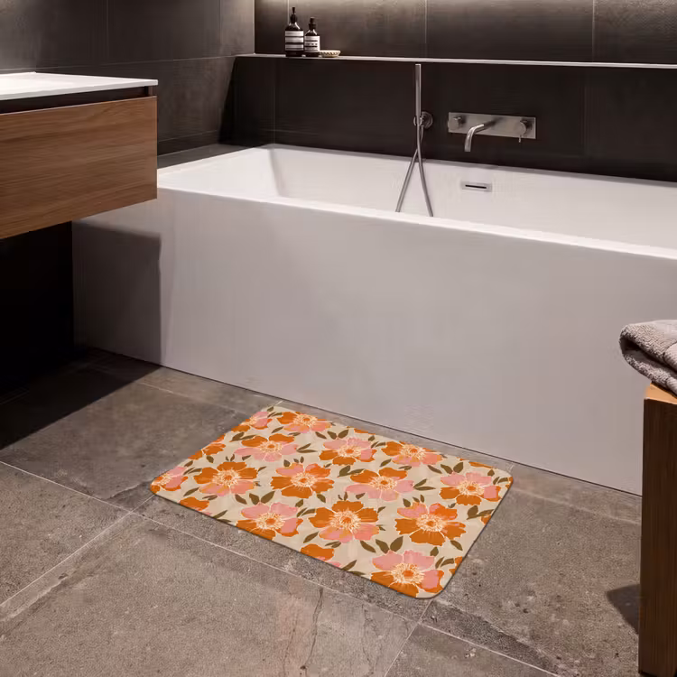 Bloemen - Motief - Retro Badmat klein 997 -sfeer3
