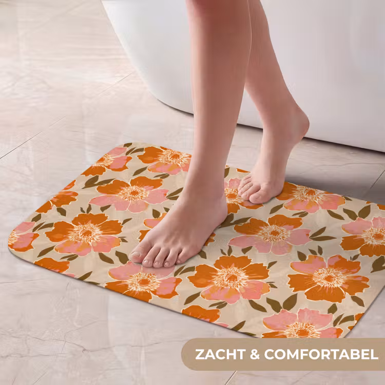 Bloemen - Motief - Retro Badmat klein 997 -USP_ZachtNL