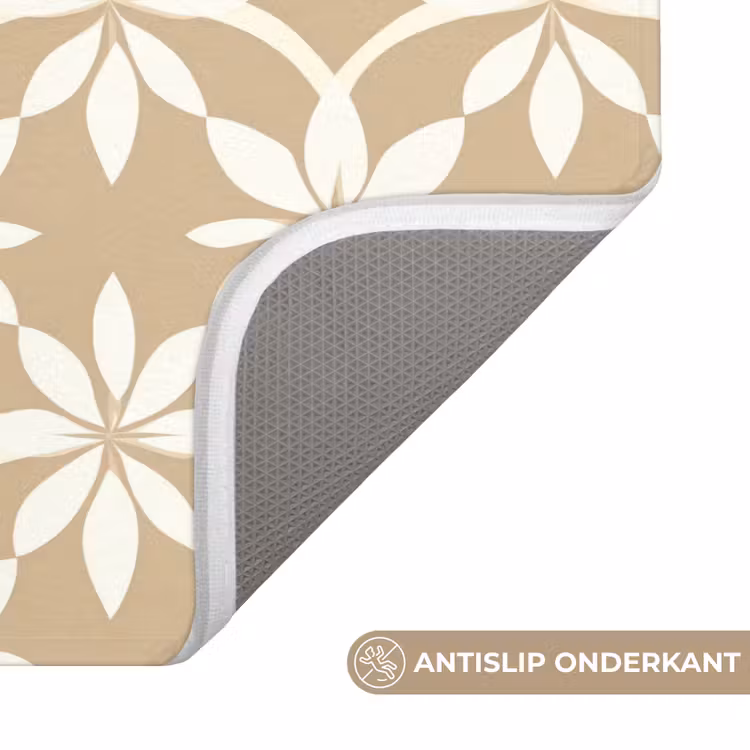 Bloemen - Patroon - Beige Badmat klein 997 -USP_AntislipNL