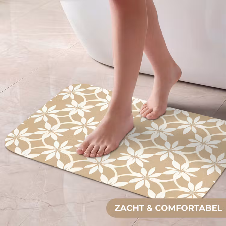 Bloemen - Patroon - Beige Badmat klein 997 -USP_ZachtNL
