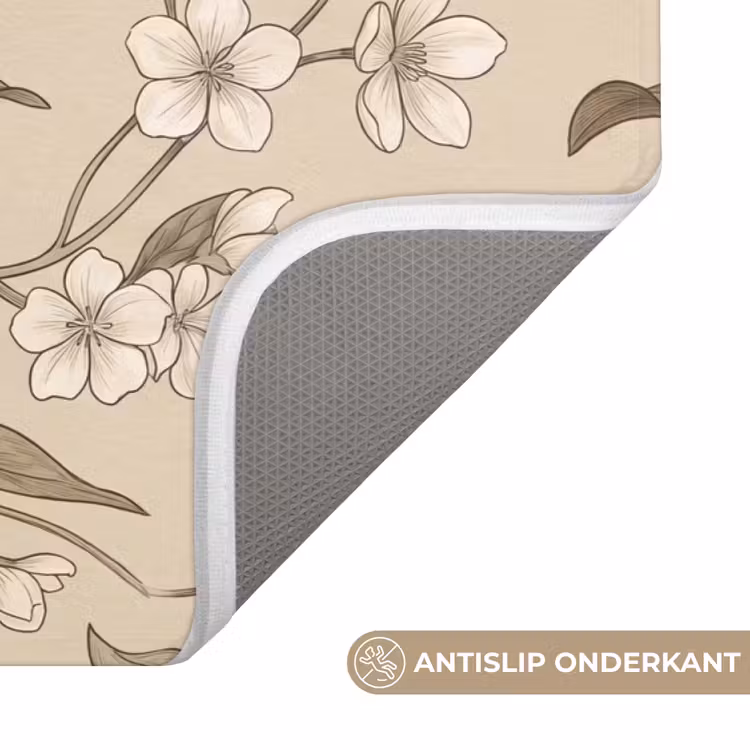 Bloemen - Patroon - Beige Badmat klein -USP_AntislipNL