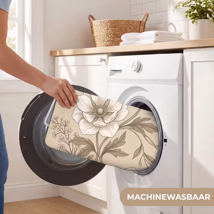 Bloemen - Patroon - Beige Badmat klein -USP_WasbaarNL