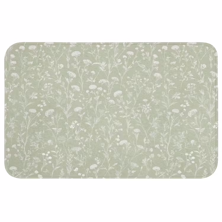 Bloemen - Patroon - Groen Badmat klein 997 -3d