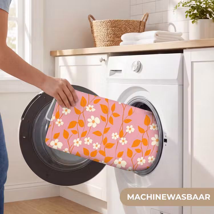 Bloemen - Patroon - Oranje Badmat klein 997 -USP_WasbaarNL