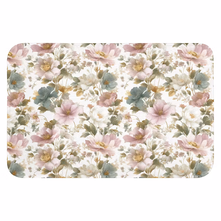 Bloemen - Patroon - Pastel Badmat klein 997 -3d