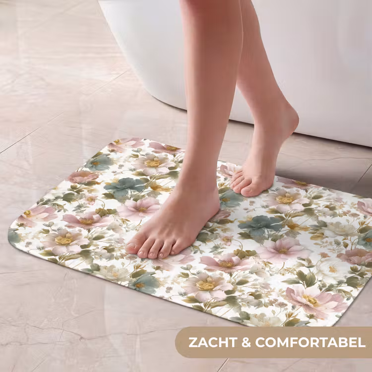 Bloemen - Patroon - Pastel Badmat klein 997 -USP_ZachtNL