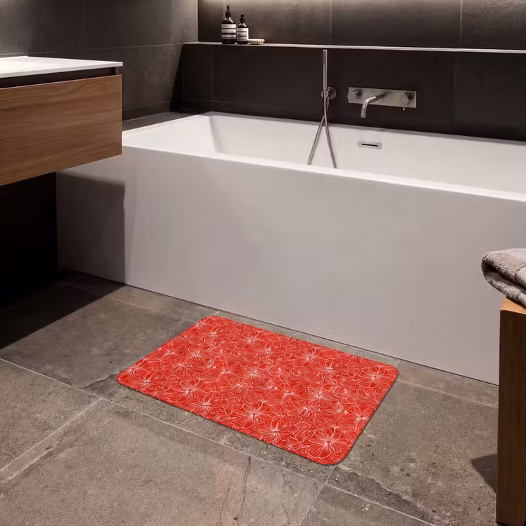 Bloemen - Patroon - Rood Badmat klein 997 -sfeer3