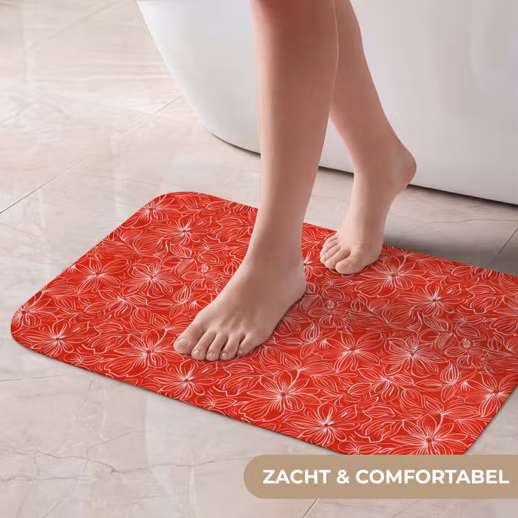 Bloemen - Patroon - Rood Badmat klein 997 -USP_ZachtNL
