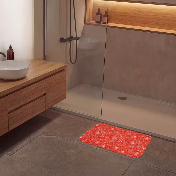 Bloemen - Patroon - Rood Badmat klein 997 -sfeer2