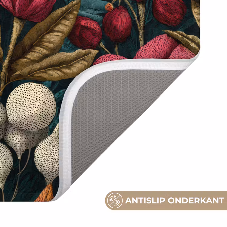 Bloemen - Patroon - Rood - Goud Badmat klein 997 -USP_AntislipNL