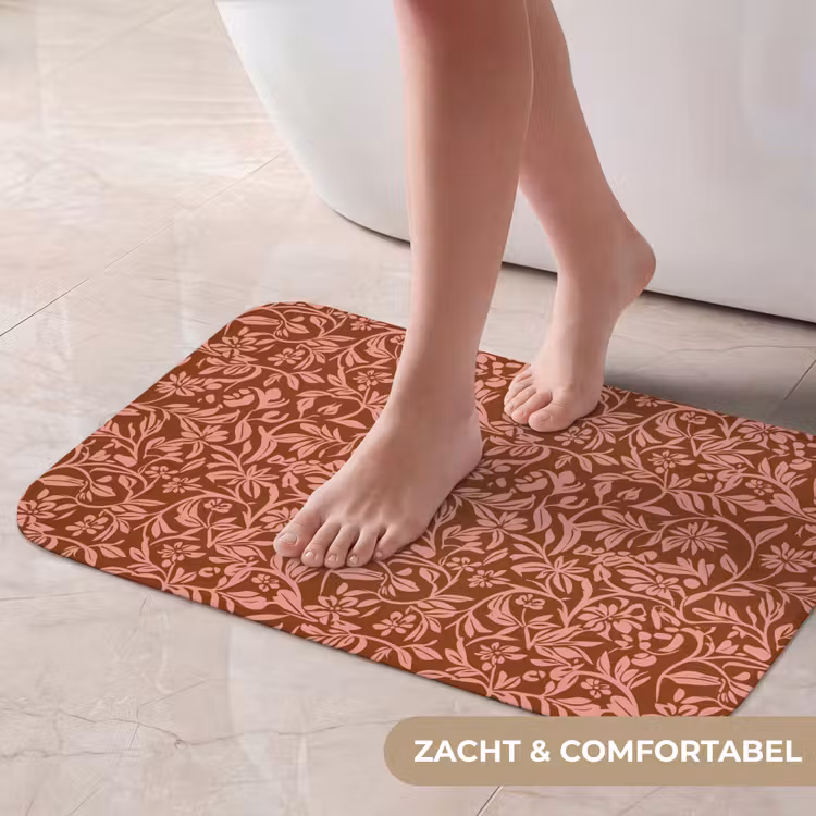 Bloemen - Print - Roze Badmat klein 997 -USP_ZachtNL