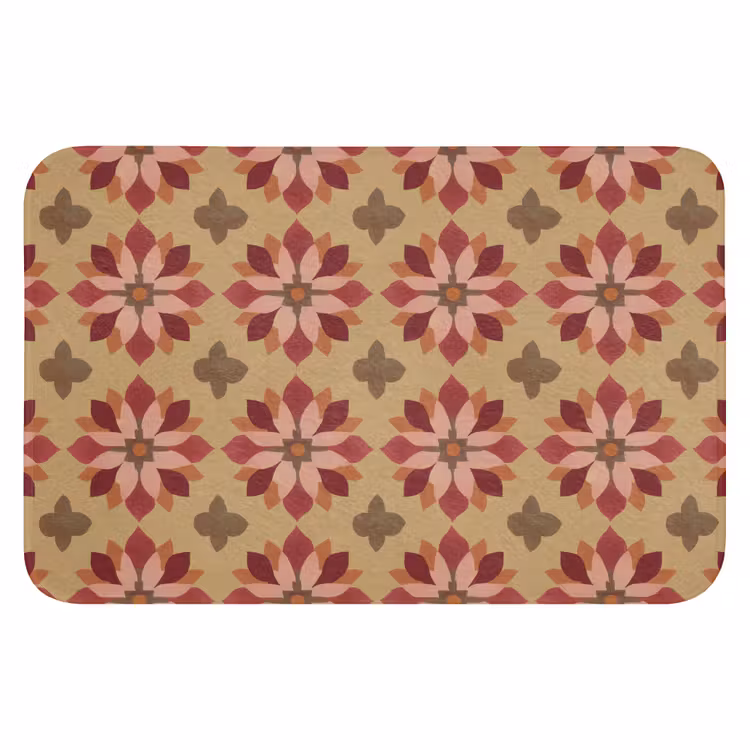 Bloemen - Retro - Groen Badmat klein 997 -3d