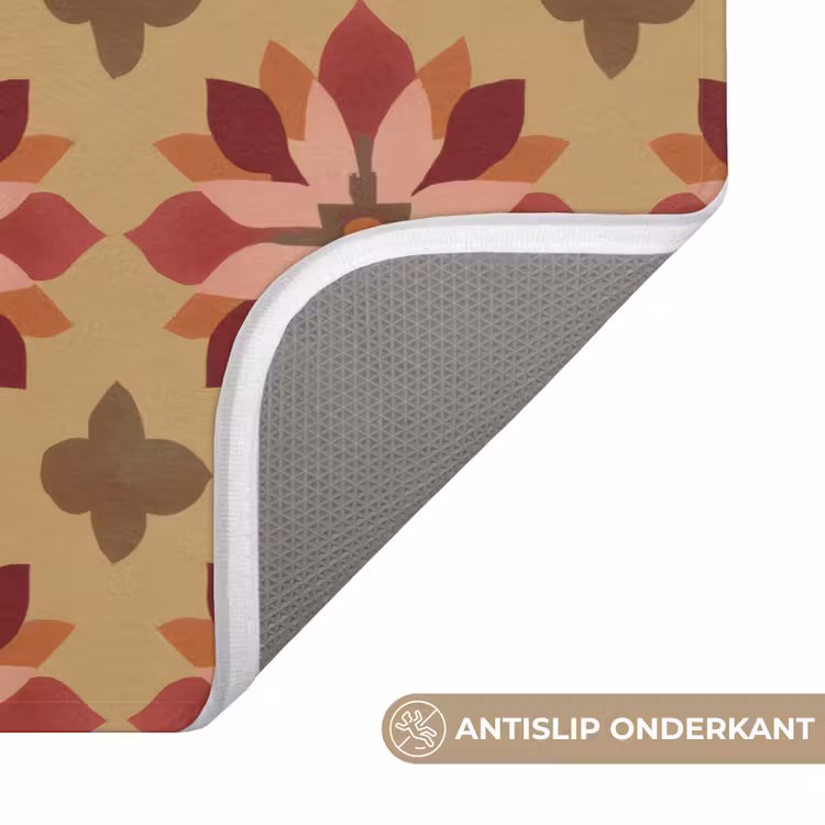 Bloemen - Retro - Groen Badmat klein 997 -USP_AntislipNL