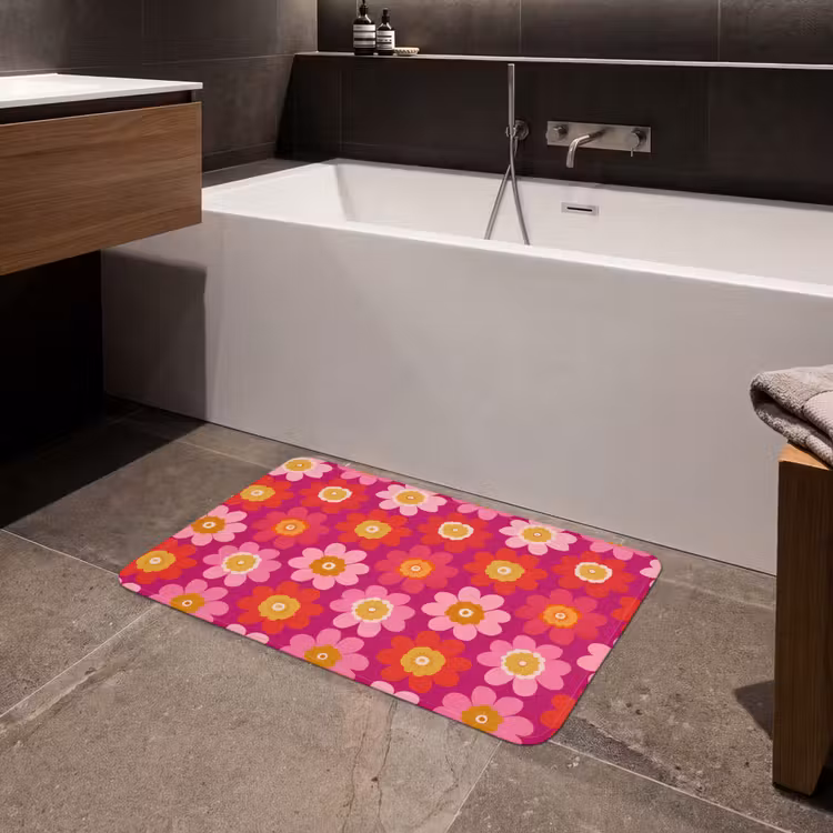 Bloemen - Retro - Kleurrijk Badmat klein 997 -sfeer3