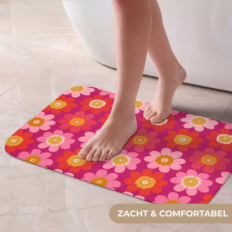 Bloemen - Retro - Kleurrijk Badmat klein 997 -USP_ZachtNL