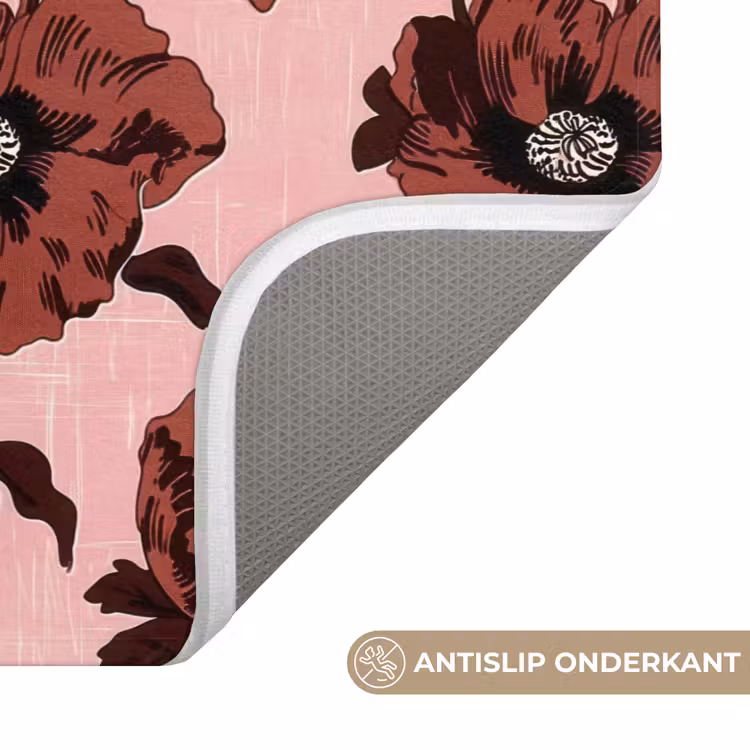 Bloemen - Retro - Rood Badmat klein 997 -USP_AntislipNL