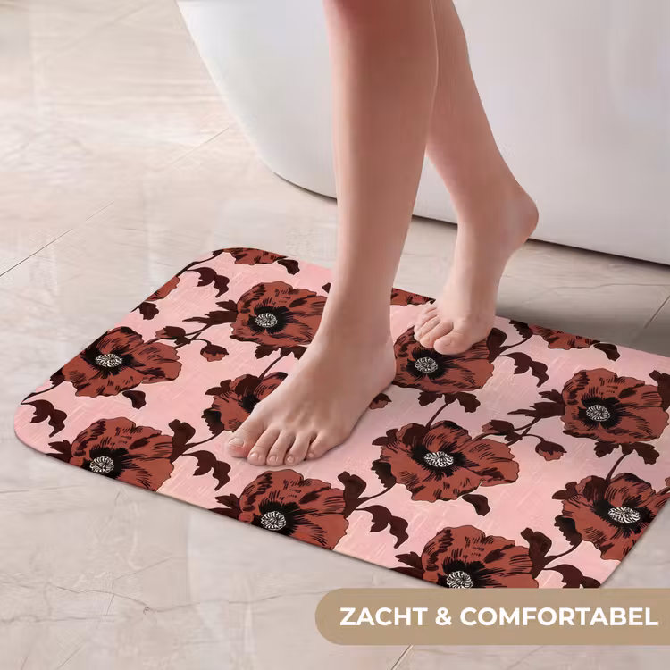 Bloemen - Retro - Rood Badmat klein 997 -USP_ZachtNL