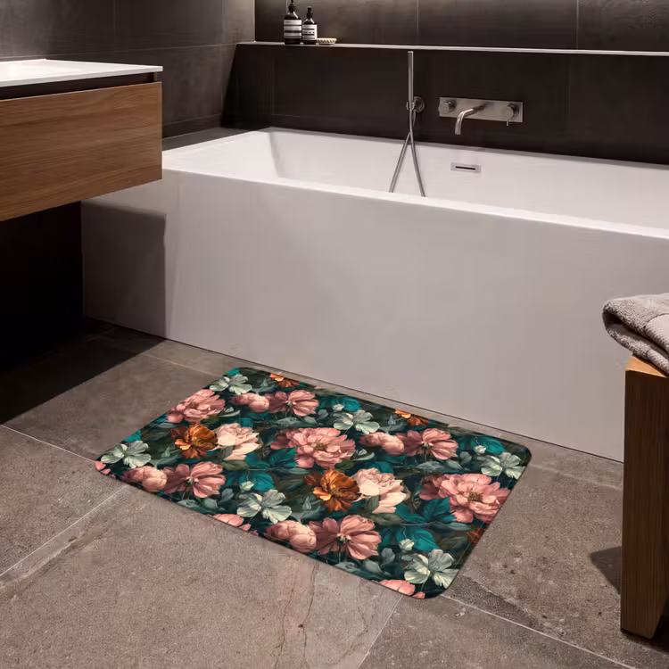Bloemen - Schilderachtig - Patroon - Roze Badmat klein 997 -sfeer3
