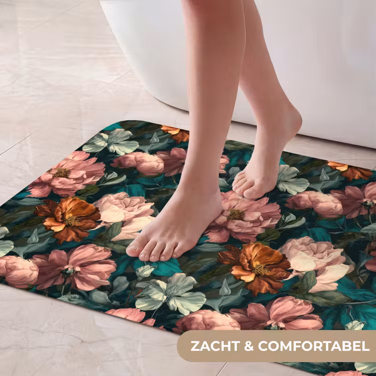Bloemen - Schilderachtig - Patroon - Roze Badmat klein 997 -USP_ZachtNL